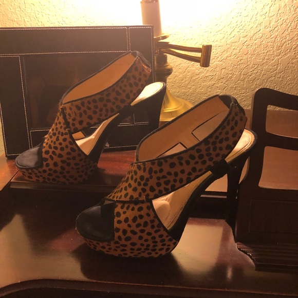 Diane Von Furstenberg Shoes - DVF leopard fur sling backs